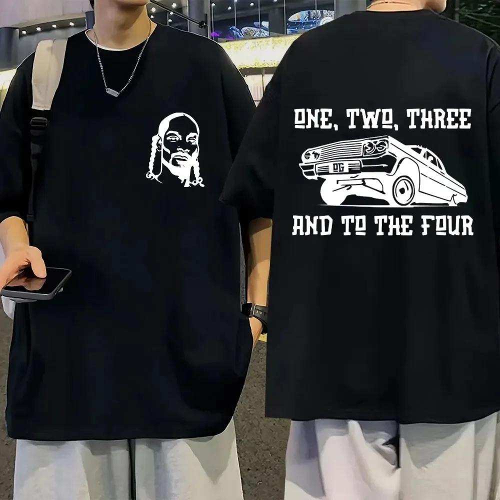 Summer 2024 Male Rapper Snoop Dogg Character Print T-shirt Cotton Streetwear Hip Hop Style Short Sleeves
