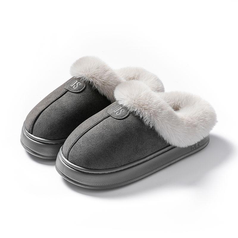 New Women's Thick-soled Cotton Slippers Home Indoor Couple Velvet Warm Feet Comfortable and Non-slip Winter Casual Cotton Mop