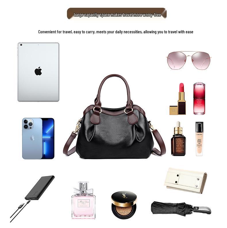 2025 Retro Multi-Layer Casual Tote Bag - Large Capacity for Middle-Aged Women, Crossbody Handbag