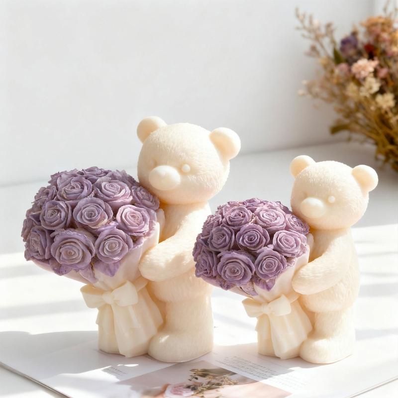 Silicone Candle Making Molds,Bear Epoxy Resin Casting Mold Aromatherapys Candle Soap Making Home Art Crafts Decors