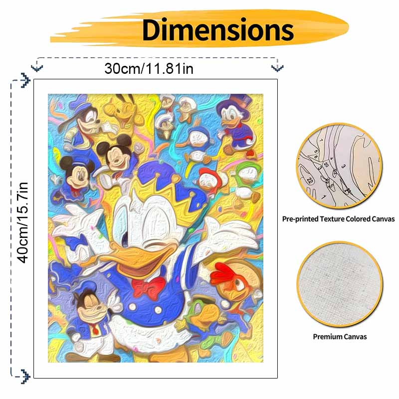 Disney Donald Duck Digital Oil Painting Diy Coloring Handpainted Filling Home Decoration Gift, Canvas Art Wall Decor Party Scene Painting