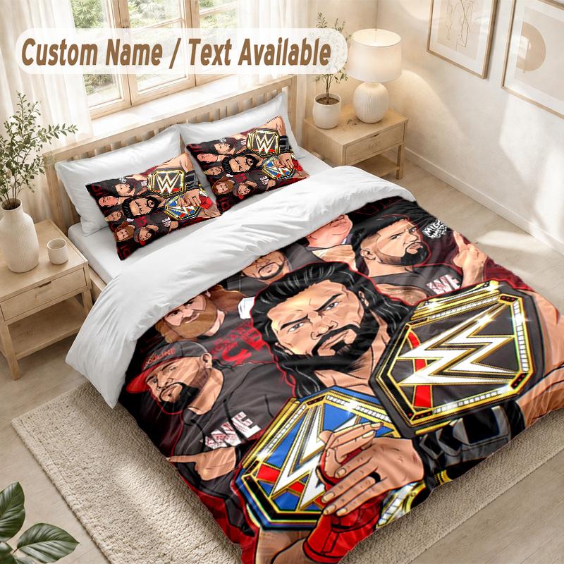 Set Biancheria da Letto Wrestlemania, 1 Copripiumino & 2 Federe Morbido Confortevole Camera da Letto Tessile per la Casa Decorazione
