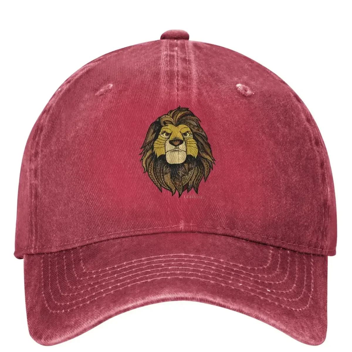 The  Simba Tribal King Denim Baseball Cap Hiking Fishing Trucker Hat Summer FeUnisex Unisex Vintage SunProof Snapback Cap One Size