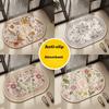 Fanyejia Weiche Kieselgur-Matte, Schnelltrocknend, für Zuhause Badezimmer Eingang, Saugfähig, Toilette, Amerikanisches Retro-Blumenmuster, Rutschfeste Badematte