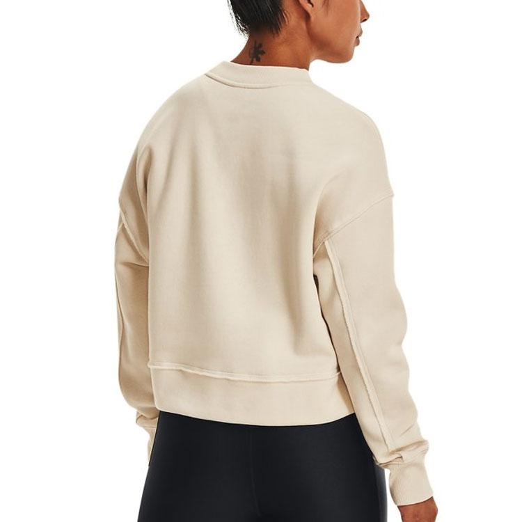 Under Armour Project Rock Fleece Crop Sweatshirt Women Tops White 1365989-110