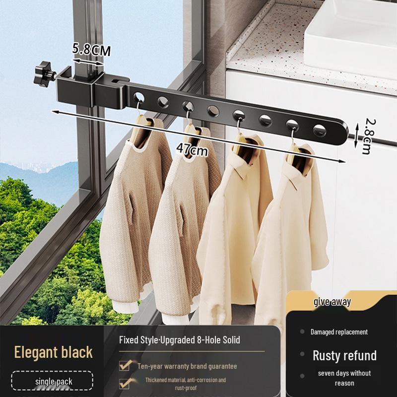 Invisible Balcony Folding Clothes Drying Rack - Anti-Theft, Outdoor & Window Guard Rail Drying Pole.