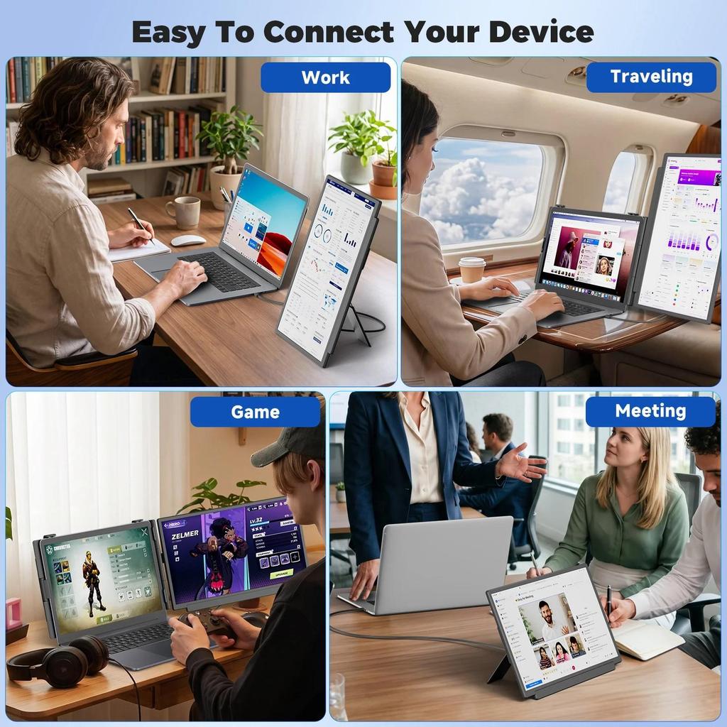 Siaviala M5 15.6" Portable Dual Monitor – Full HD 60Hz, Kevlar Housing, Removable 2-in-1 Stand
