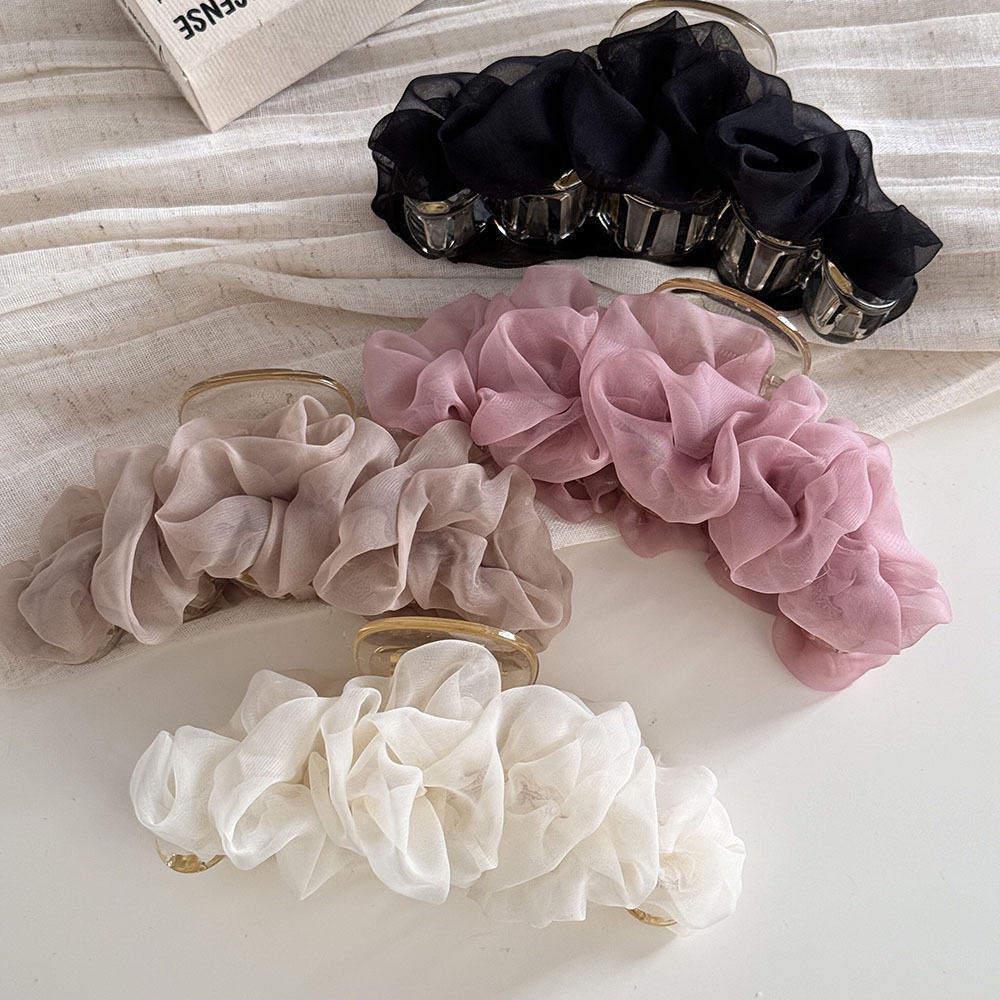 Elegant Pleated Mesh Hair Clip - INS Style Large High-End Updo Accessory