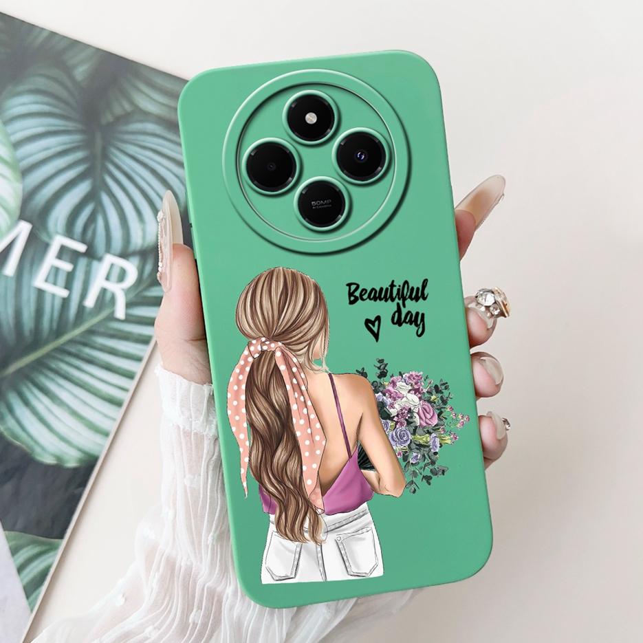 Für Xiaomi Redmi 14C Hülle Stylische Sonnenblume Hübsche Mädchen Rückabdeckung Weiche TPU Handyhülle Für Xiaomi Poco C75 C 75 Redmi14C Fundas