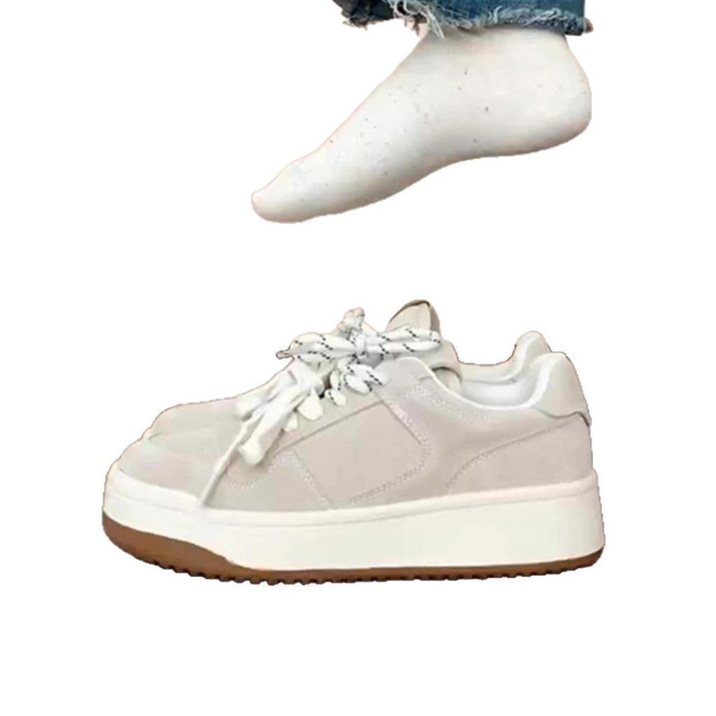 2025 spring new thick baseplate shoes heightened retro Dexun little white shoes versatile fashion casual sports shoes