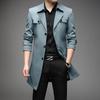 Men's Slim Fit Mid-Length Windbreaker Jacket, Korean Style Plus Size, M-8XL, for Casual or Business Wear, Ideal for Spring and Autumn.
