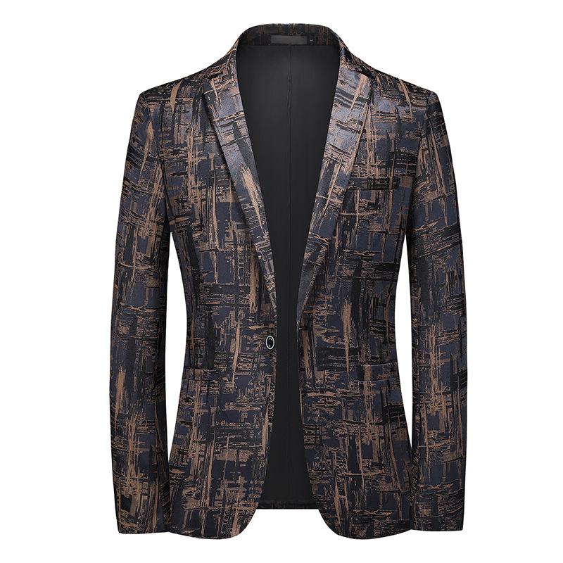 Men Spring  Business Social Suit Jacket  Men's Single Breasted Thin Male Jacquard Blazers Coats