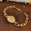 Women Quartz Watch Bracelet Hollow U-Shaped Lobster Clasp Roman Numerals Wristwatch