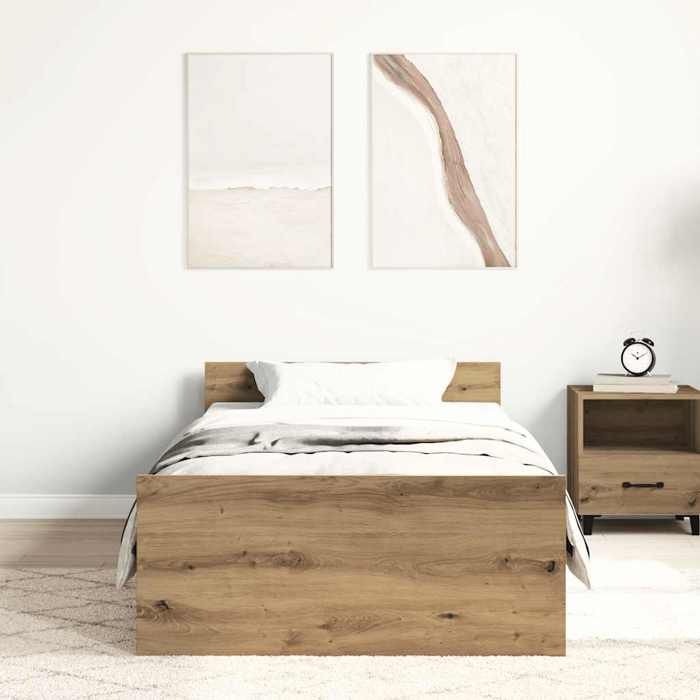 VidaXL Cadre de lit sans matelas chêne artisanal 75x190 cm, meuble de chambre à coucher, sommier, lit simple, lit, châlit, 862311