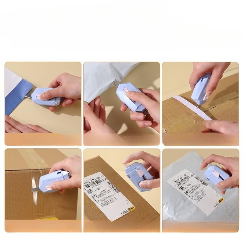 2-in-1 Box Cutter Correction Fluid Pen Auto-Rebound Magnetic Mini Portable Utility Knife for Package Opening Office Home Daily