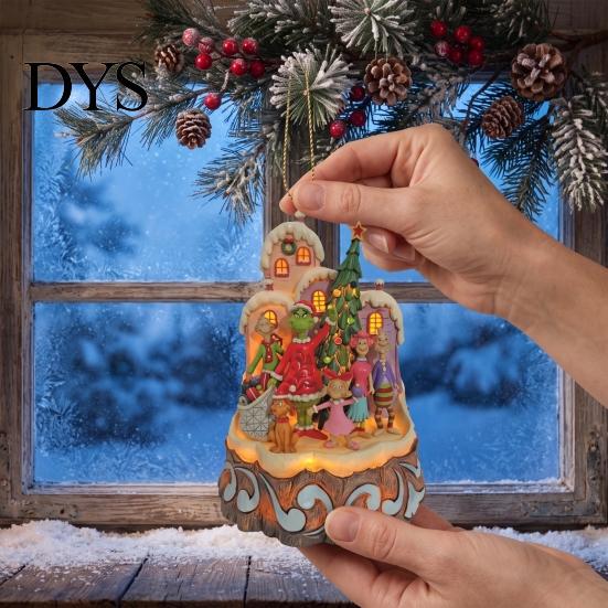 Christmas Tree Ornaments Green Elf Red Car Ornament, Acrylic Hanging Decor Holiday Party Supplies for Mirror, Funny Pendant, Home Decoration Favors