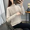 Damen Einteiliger Samtpullover mit Verdicktem Samtfutter und Halbhohem Kragen Pullover Slim und Warm Strickpullover Top für Herbst und Winter
