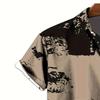 Random Graffiti Pattern Printed Men's Short Sleeved Button Up Lapel Shirt Suitable for Summer Vacation Hawaii Style