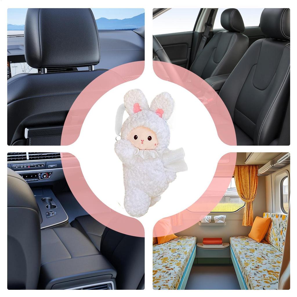 Napkin Holder For Car Cartoon Rabbit Napkin Dispenser Cute Tissue Box Cover For Truck RV Headrest Visor Console Armrest Desktop