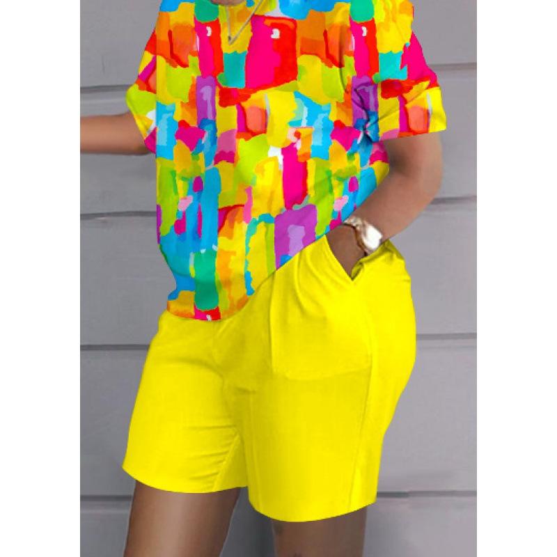 Conjunto de top y pantalones cortos informales de gran tamaño con estampado 3D de verano, conjunto informal de dos piezas informales de moda para mujer, chándales