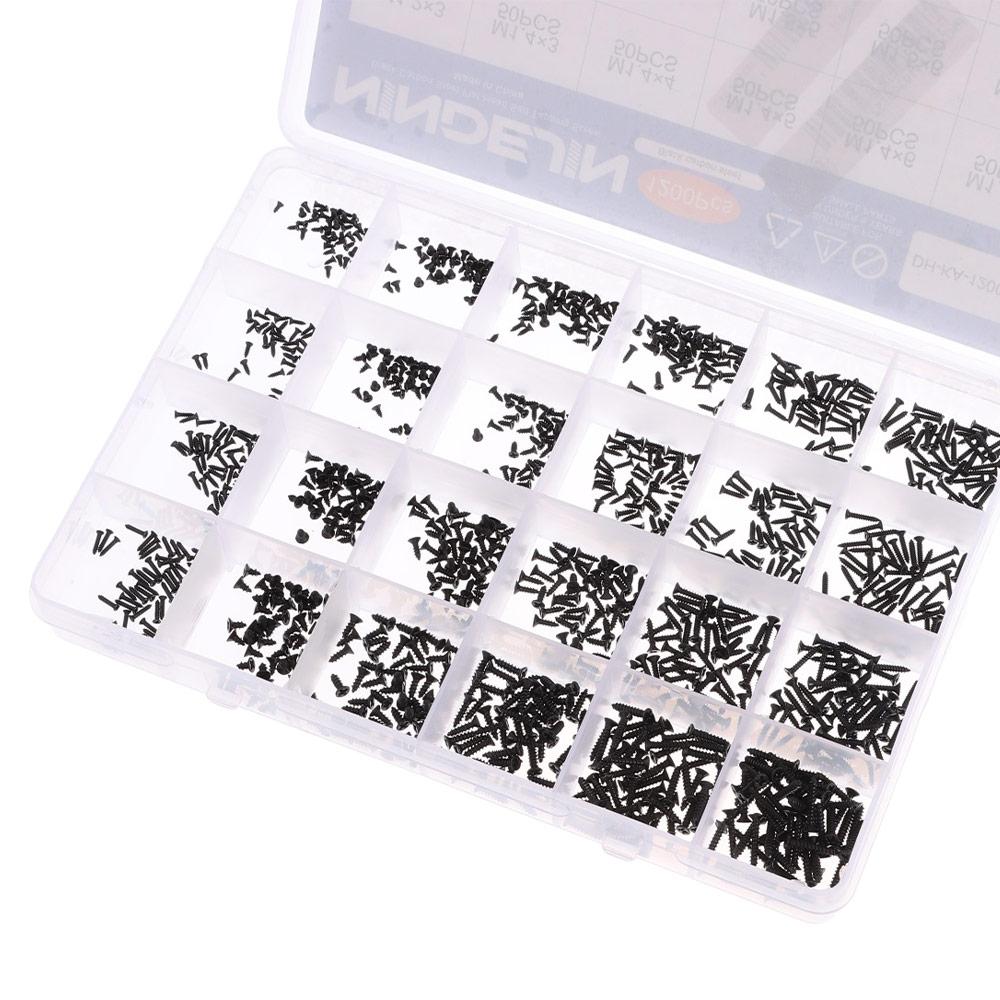 1200Pcs Carbon Steel Phillips Flat Head Screws Black Mini Screws  Digital Products