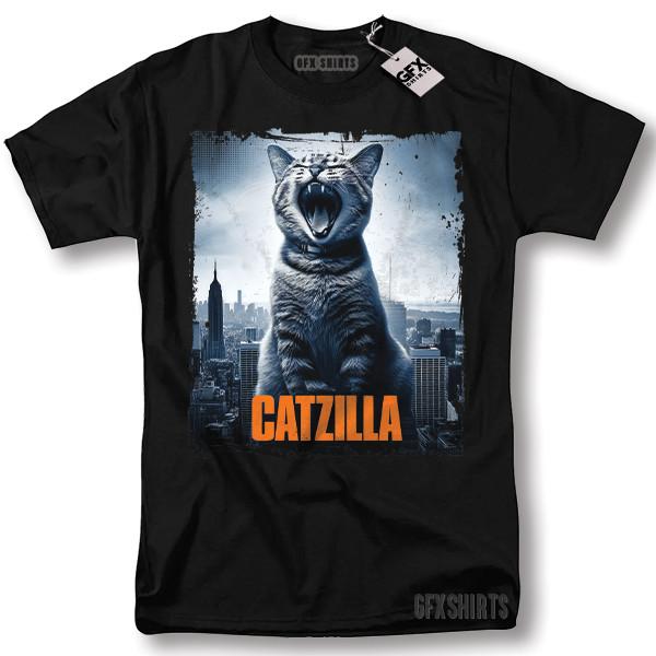 Catzilla Забавная кошечка Любитель животных Подарок Графическая футболка S