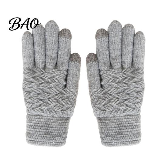 Soft Acrylic Winter Accessories 1 Pair Warm Fleece Lined Gloves for Women Men, Cold Thickened Plush Thermal Mittens Weather Gloves, Knit Touchscreen