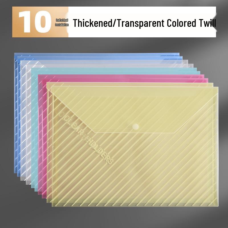 A4 Large Capacity Transparent Plastic Document Bag with Snap Button for Test Paper Storage
