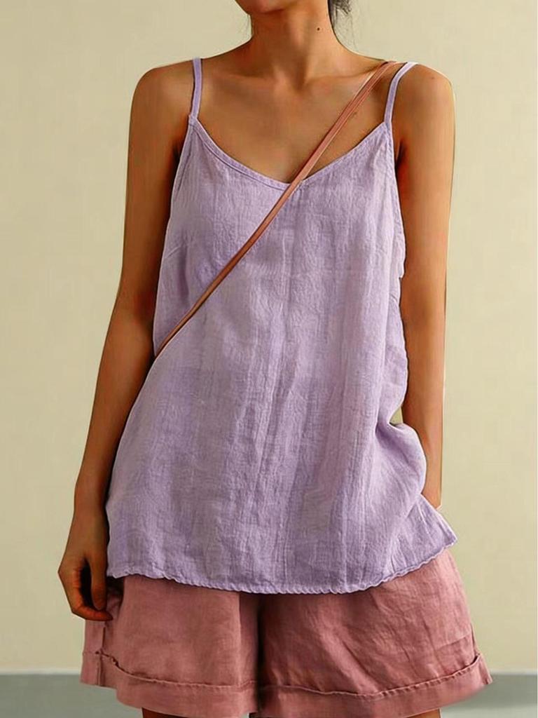 2025 Damen Sommer Baumwolle Leinen Ärmelloses Tanktop - Lockere Passform, Basic & Vielseitiger Stil
