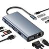 11 In 1 Hub Type C To 4K VGA PD100W USB3.0 RJ45 1000Mbps SD TF USB C 3.5mm Audio USB 3.1 for Macbook Laptop
