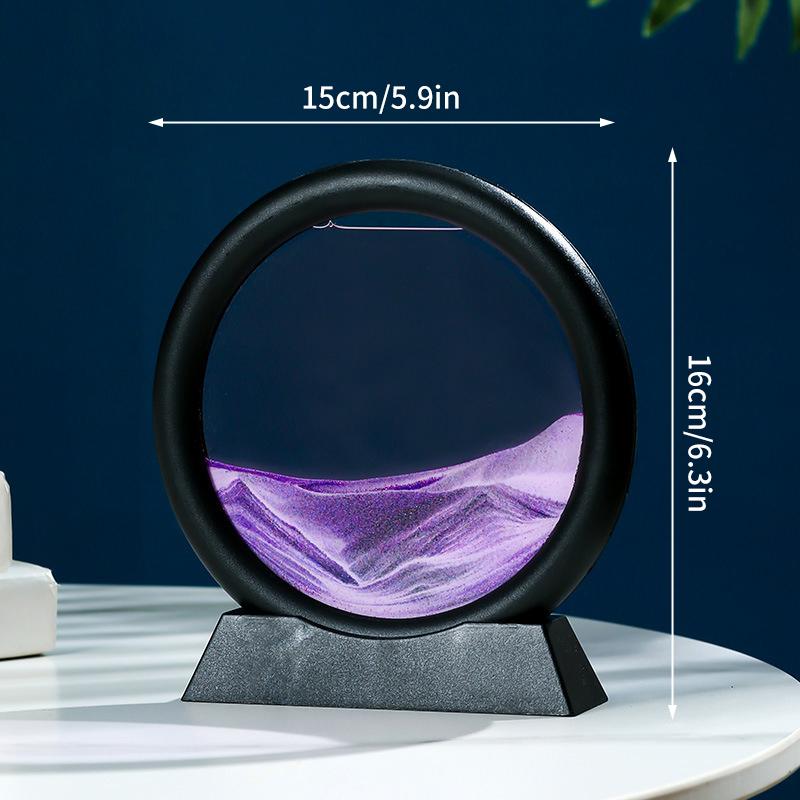 3D Timeglas Rinnande Sand Konstbild Rund Glas Djup Havs Sandlandskap Hantverk Flytande Målning Hemmakontor Dekoration Gåvor