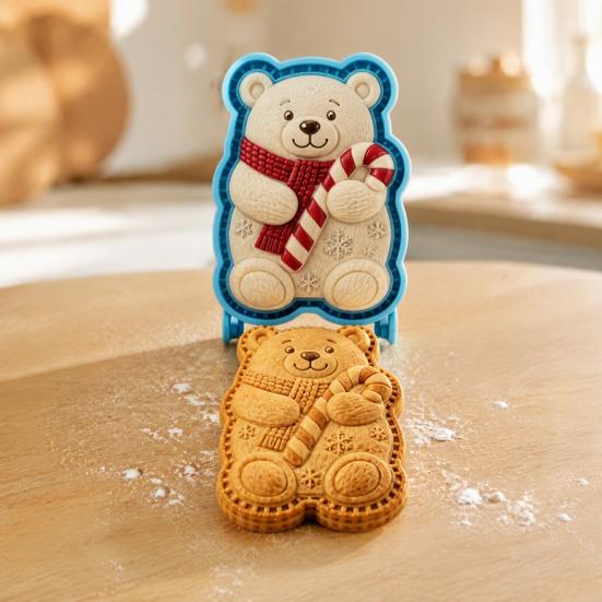Timbri per Impasto Pressati a Mano per le Feste Stampo per Mini Torta di Natale, Stampa 3D in Rilievo Accessori Facili per la Cottura Stampo a Pressione Riutilizzabile Fai-da-te per Feste Regali da Cucina