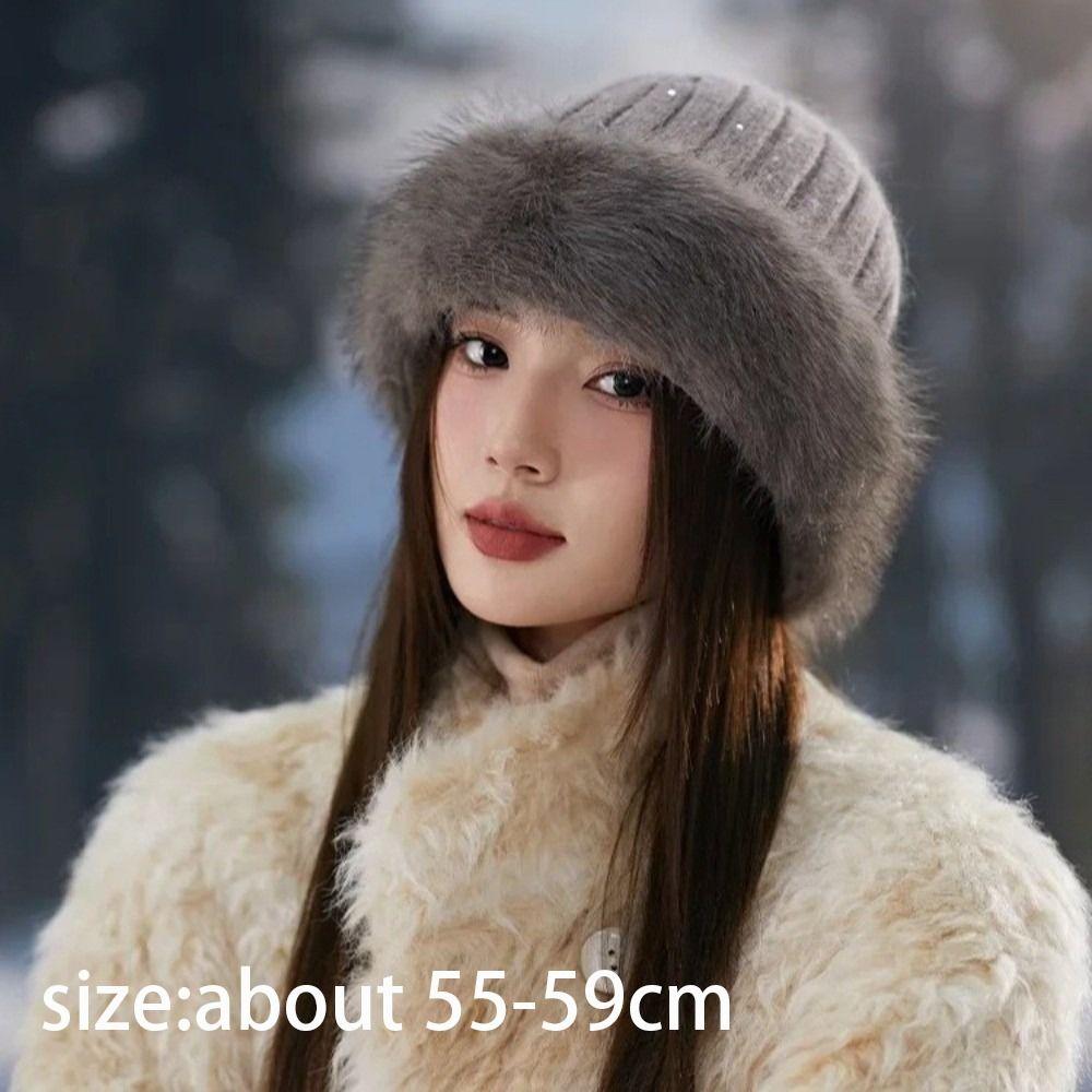 Thickening Winter Women's Warm Fur Hat Without Brim Cold-proof Warm Baseball Cap Warming Tools Ear Protection Fisherman Caps