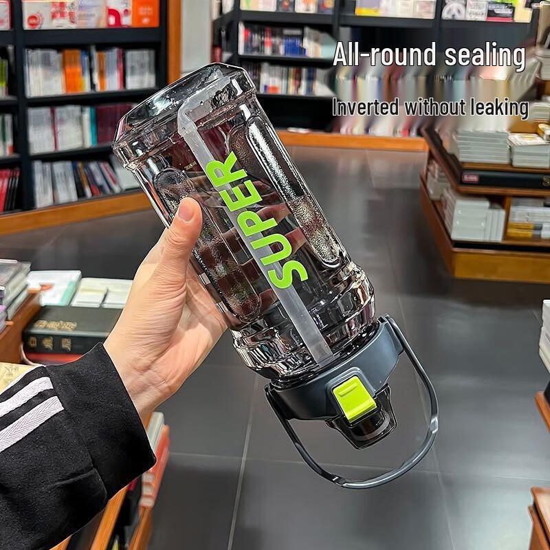 Large Capacity Portable Sports Water Bottle with Straw