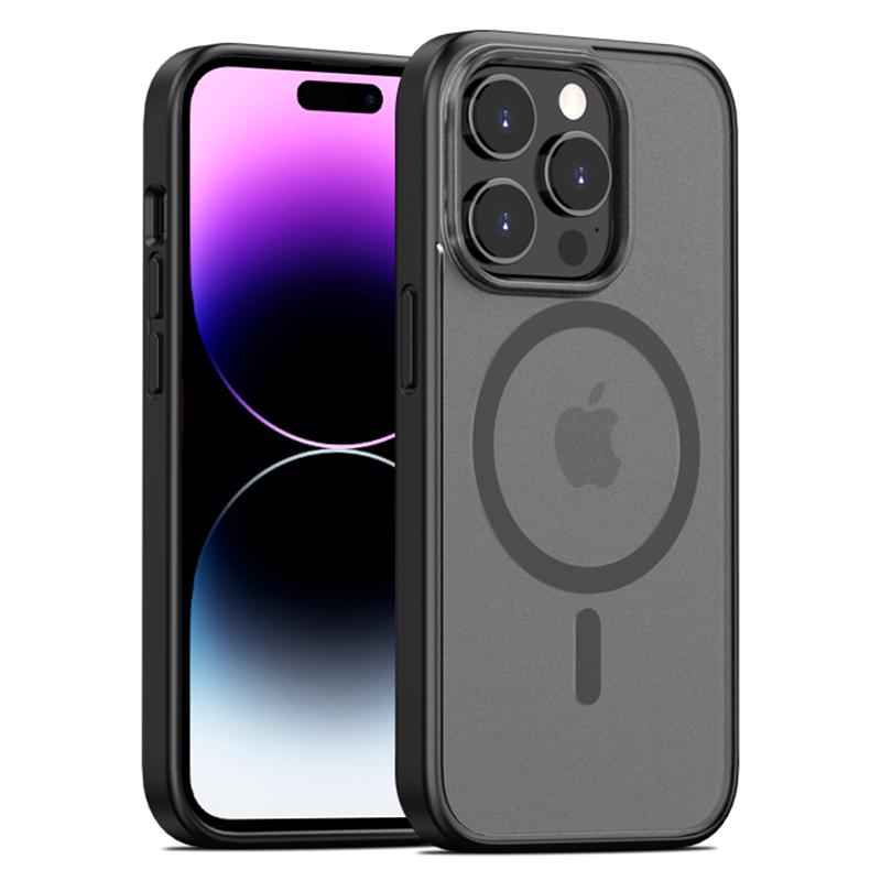 For iPhone 15 Pro Fall Protection Phone Case Compatible with MagSafe PC+TPU Matte Back Cover