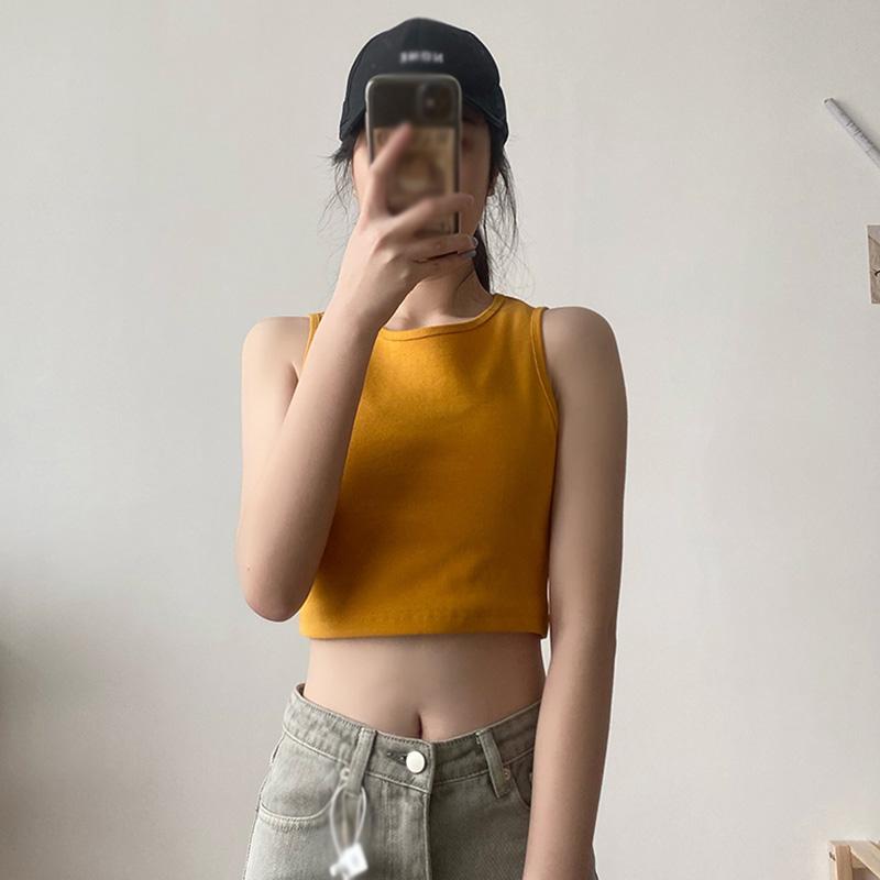 Einfarbige, ärmellose, schmale Tanktops für Damen, hochelastisch, eleganter Rundhalsausschnitt, lässige Weste, vielseitiges bauchfreies Sommertop