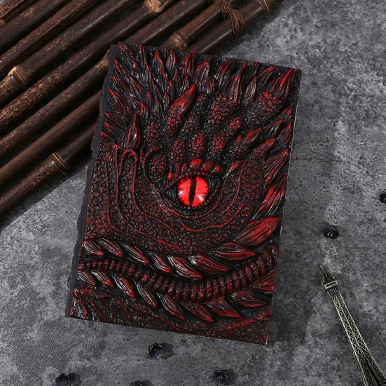 Dragon Eye 3D Embossed Journal Refillable Travel Notepad Vintage Blank Pages Notebook for Sketching Calligraphy