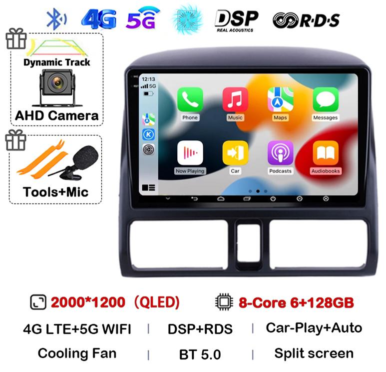 Android 14 Carplay Auto Car Radio For Honda CR-V CRV 2 2001-2006 Stereo GPS Multimedia Video Player WIFI+4G Head Unit Audio DSP