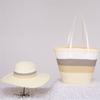 Woven Sun Hat And Large Capacity Straw Tote With Striped Pattern For Travel And Casual Wear