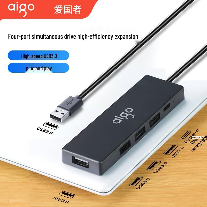 aigo USB 3.0 High-Speed 4-Port Hub with Type-C Power