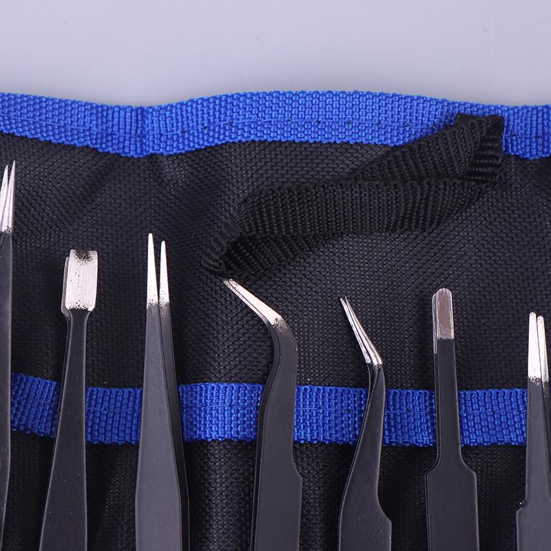 9Pcs Stainless Steel Anti Static Tweezers Set Precision Electronic Repair Tools For Maintenance Precision Tips