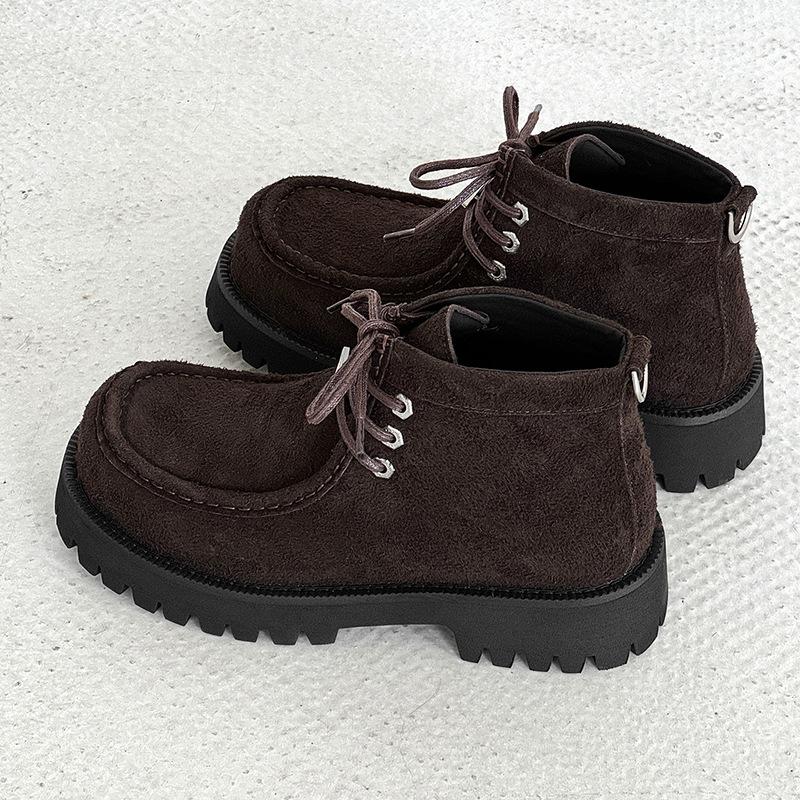 

Martin boots new platform kangaroo shoes retro premium ruffian handsome boots fur leather desert boots 39 темно-коричневого