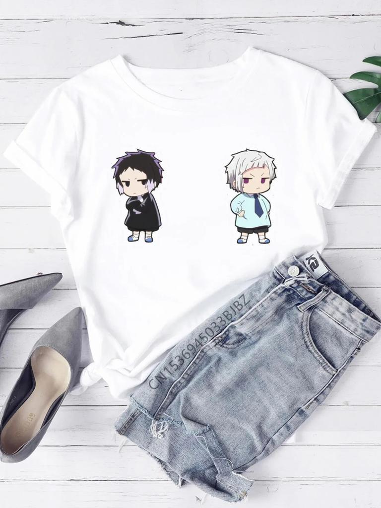 Bungou Stray Dogs T-Shirt Women Crew White Basic Tee Aesthetic Cloth Accessories Short Sleeve O-Neck Female Summer Casual Top