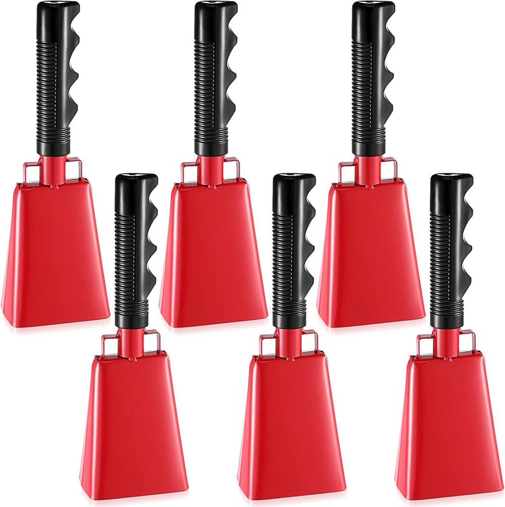9-Zoll handgekurbelte Kuhglocke für grenzüberschreitende Wettkämpfe und Anfeuern – 8 Zoll lange Handhabe, quadratisches Design