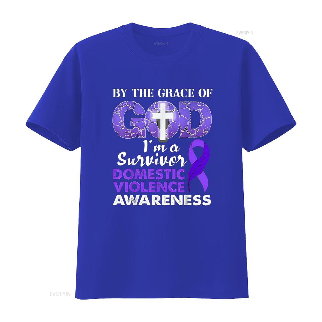 By The Grace God I M A Survivor Domestic Violence Awareness T Shirt Vintage Washed Breathable Unisex Soft Comfortable Casual