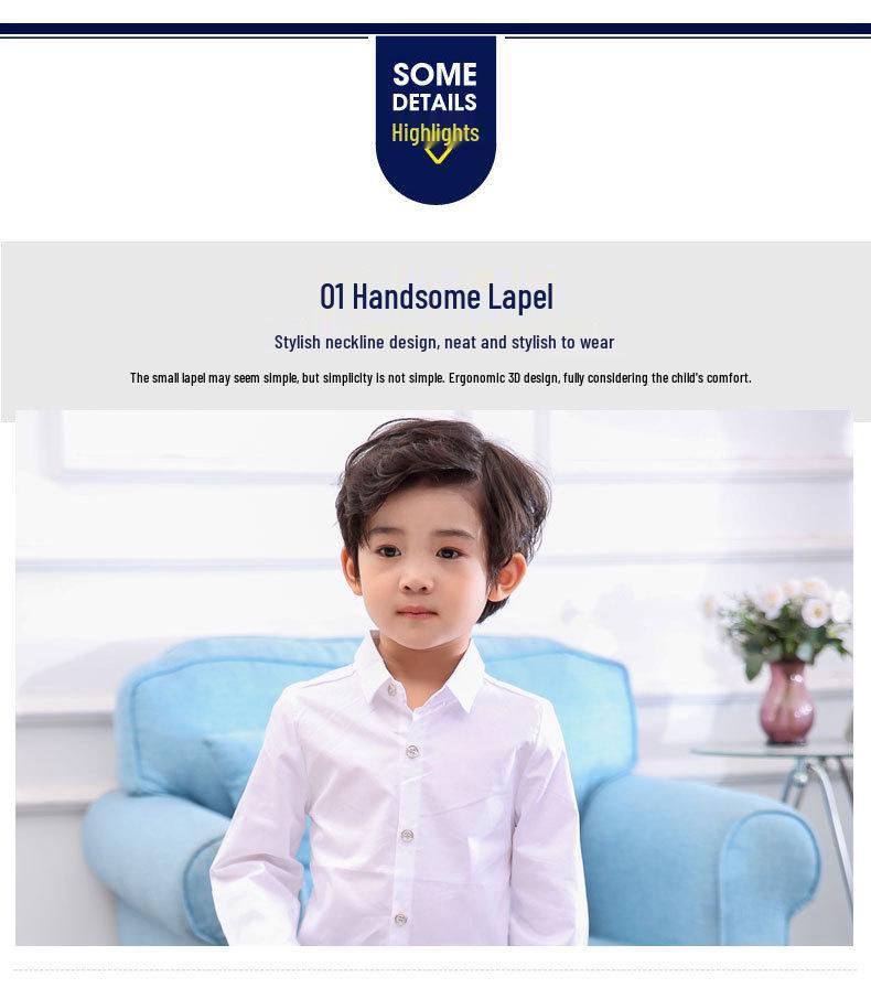 2025 Boys' Long Sleeve Solid Color Shirt - Small Suit Style