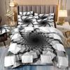 Durable Vibrant Double Polyester For Bed Abstract Style Print Honeycomb Pillowcover Black And White Quilt