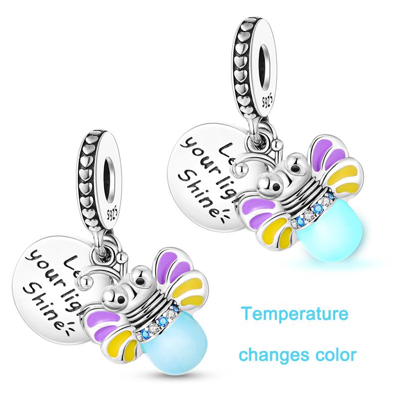 Butterfly Charms Fit Bracelets Chameleon Firefly 925 Silver Dragonfly Ladybug Bee Beads DIY Jewelry Making