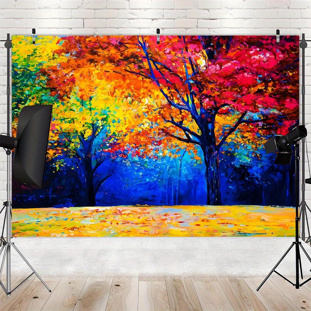 2D Plane 1 Piece of Autumn-themed Oil Painting Background Banner Suitable for Party Decoration and Birthday Celebration
