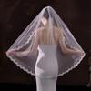 Romance Wedding Veils for Bride Seethrough Sheer Veils Headpiece With Lace Detailing and Hair Comb for Wedding Ceremony